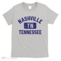 Nashville TN Tennessee Gym Style Distressed Navy Blue Print T-Shirt thumb 0