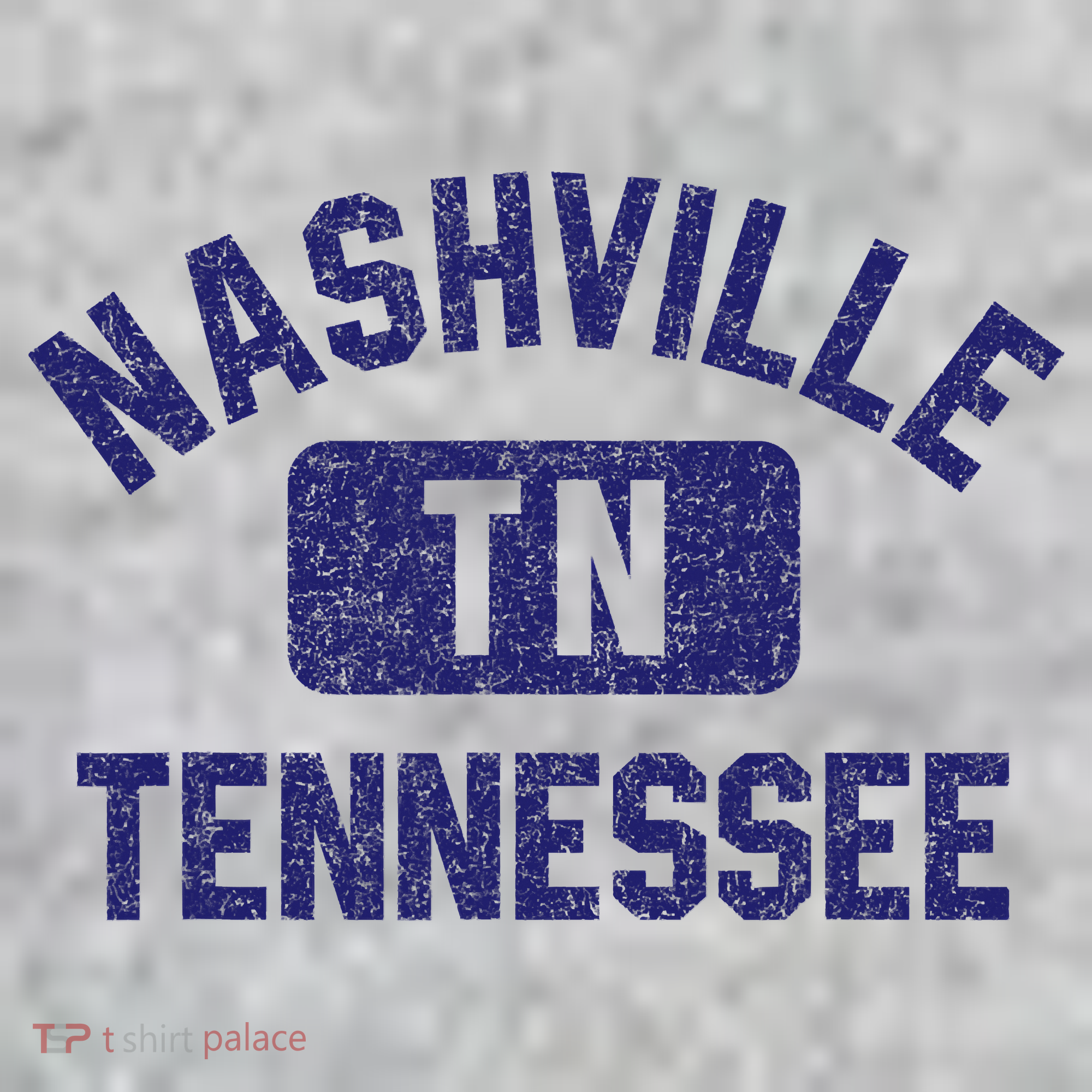 Nashville TN Tennessee Gym Style Distressed Navy Blue Print T-Shirt