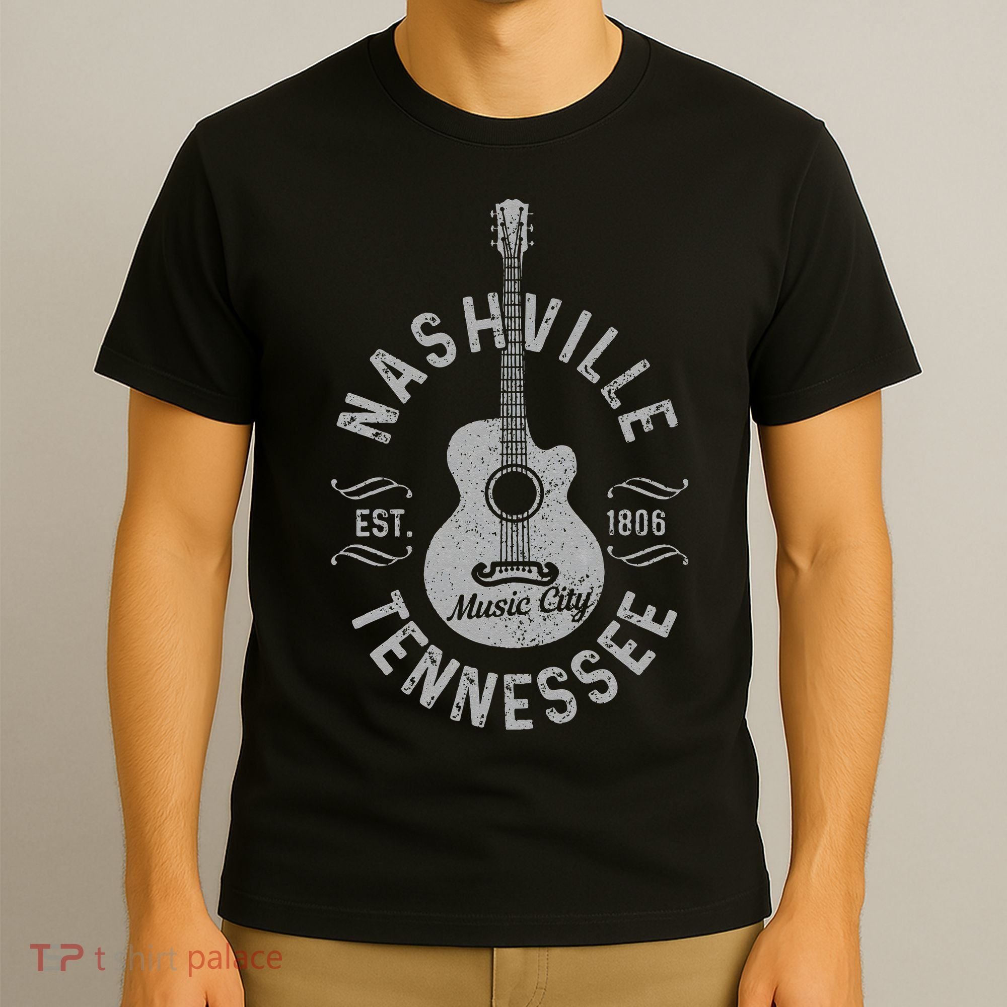 Nashville Tennessee Vintage Guitar Country Music City Gift T-Shirt