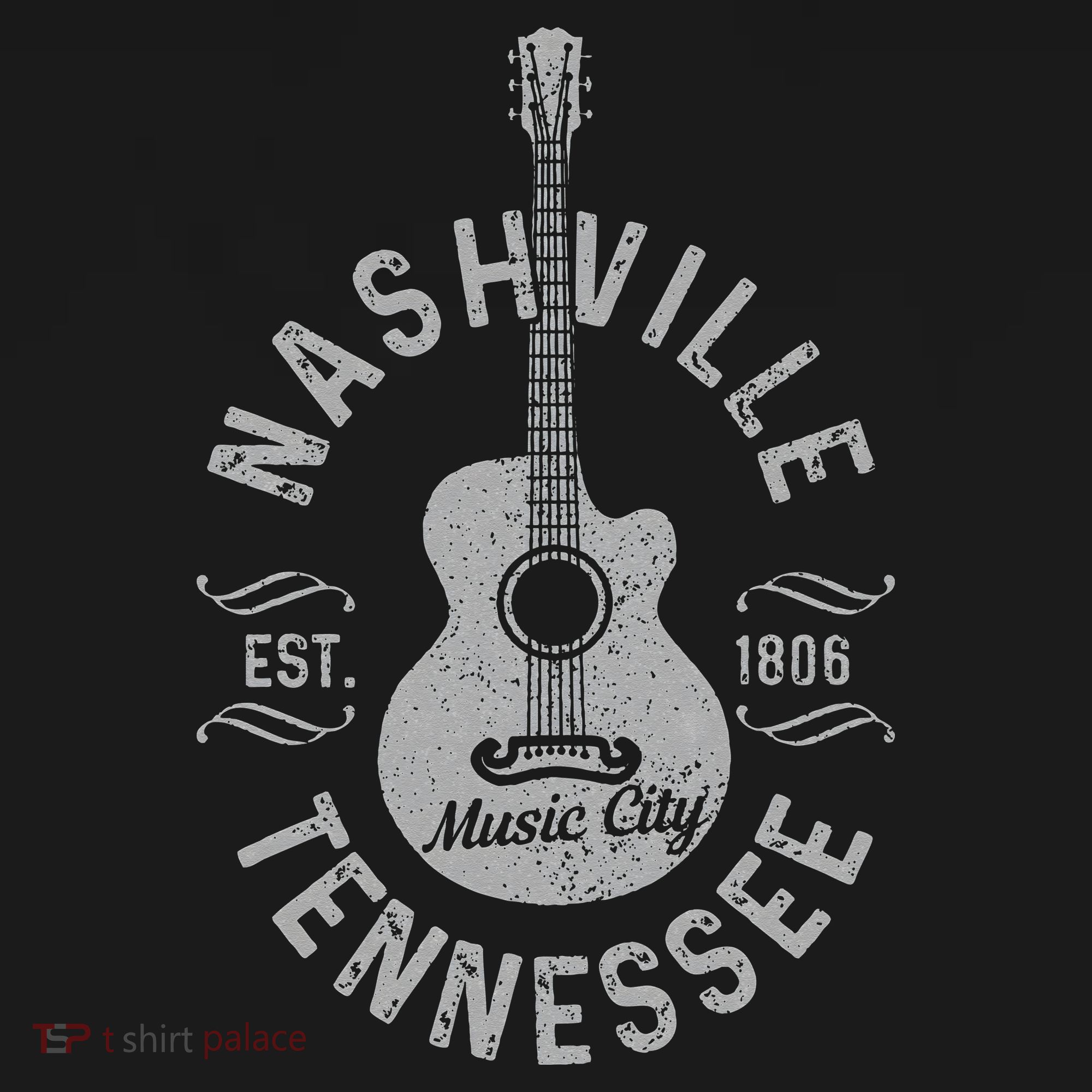 Nashville Tennessee Vintage Guitar Country Music City Gift T-Shirt