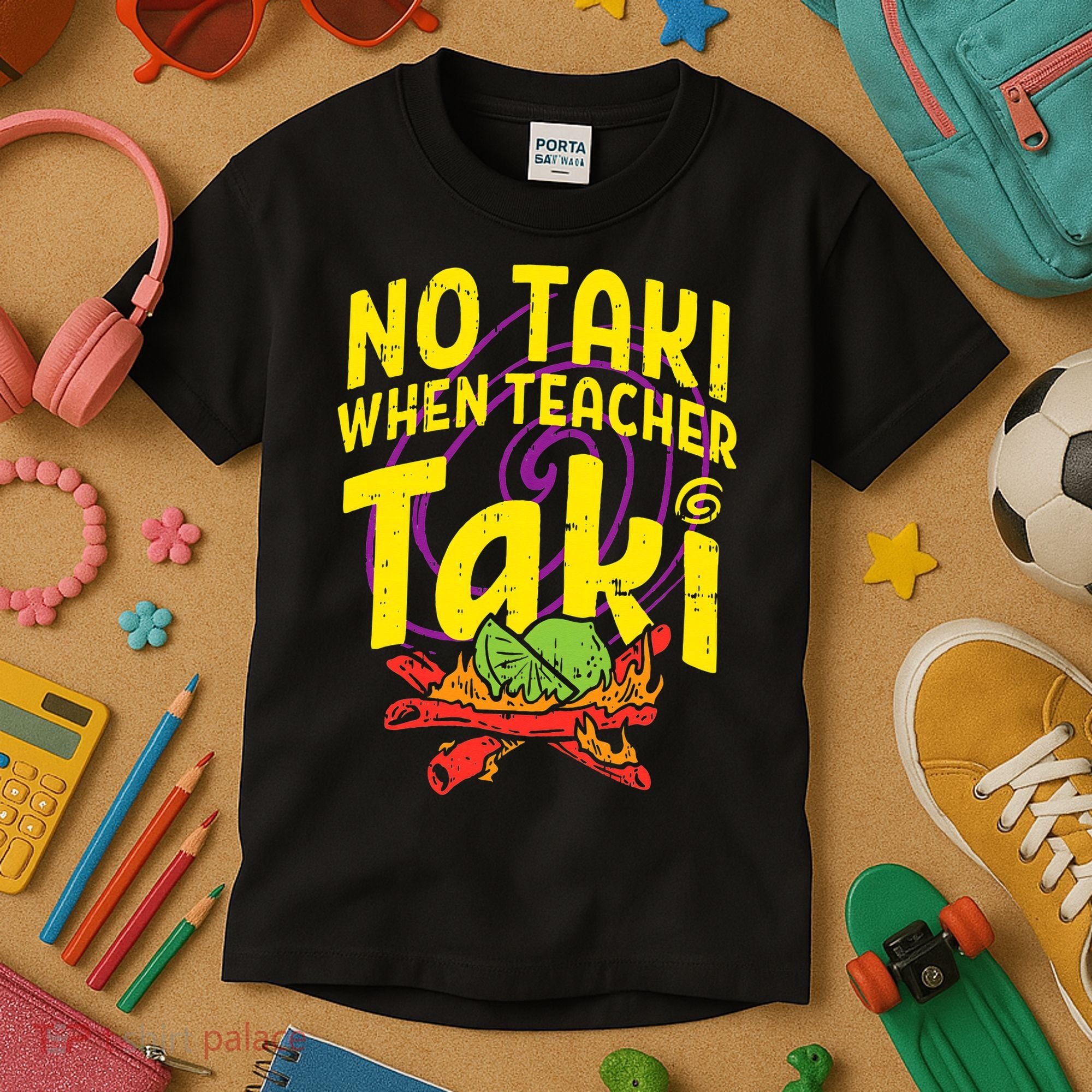 No Taki When Teacher Taki Education classroom Kids T-Shirt