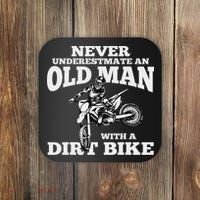 Never Underestimate An Old Man With A Dirt Bike Funny Gifts Coaster thumb 0