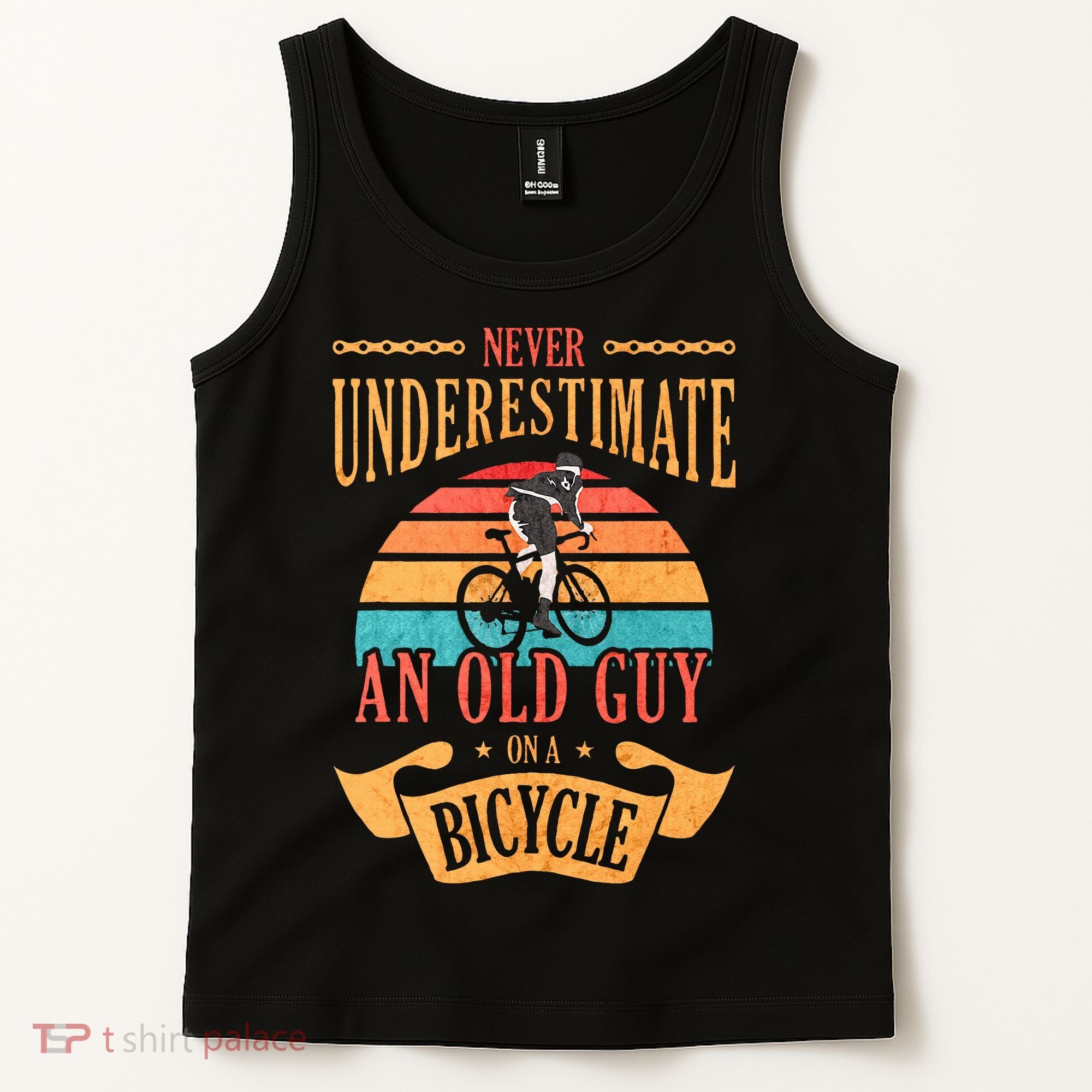 Never Underestimate An Old Guy On A Bicycle Cycling Tank Top