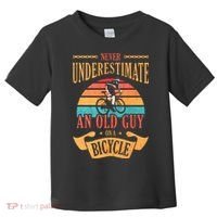 Never Underestimate An Old Guy On A Bicycle Cycling Toddler T-Shirt thumb 0