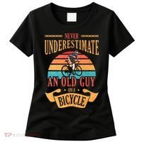 Never Underestimate An Old Guy On A Bicycle Cycling Women's T-Shirt thumb 0