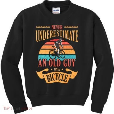 Never Underestimate An Old Guy On A Bicycle Cycling Kids Sweatshirt