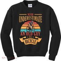 Never Underestimate An Old Guy On A Bicycle Cycling Kids Sweatshirt thumb 0
