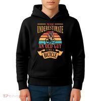 Never Underestimate An Old Guy On A Bicycle Cycling Kids Hoodie thumb 4