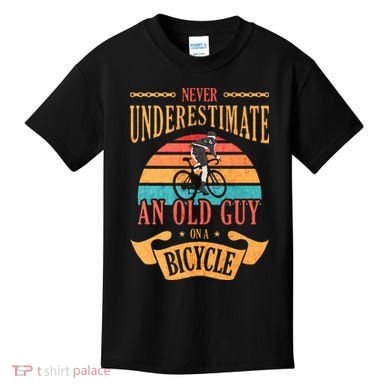 Never Underestimate An Old Guy On A Bicycle Cycling Kids T-Shirt