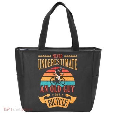 Never Underestimate An Old Guy On A Bicycle Cycling Tote Bag
