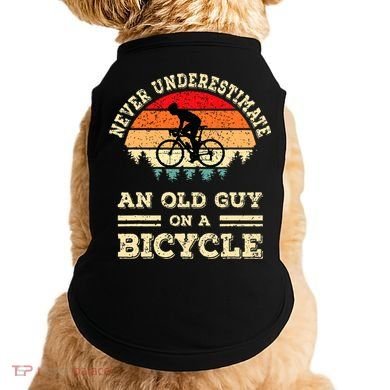 Never Underestimate An Old Guy On A Bicycle Funny Cycling Doggie Tank
