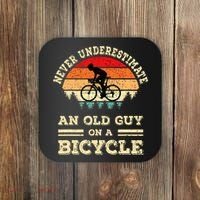 Never Underestimate An Old Guy On A Bicycle Funny Cycling Coaster thumb 0