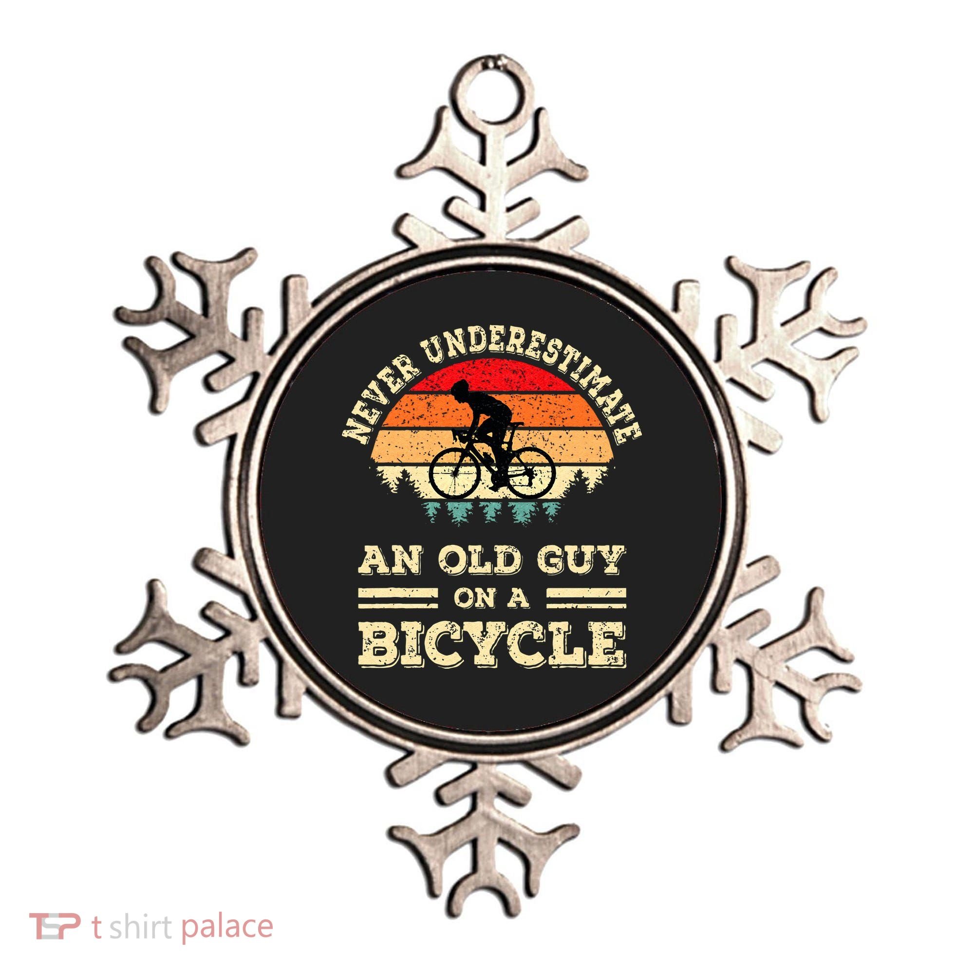 Never Underestimate An Old Guy On A Bicycle Funny Cycling Ornament