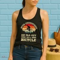 Never Underestimate An Old Guy On A Bicycle Funny Cycling Women's Tank Top thumb 2