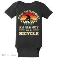 Never Underestimate An Old Guy On A Bicycle Funny Cycling Baby Bodysuit thumb 0