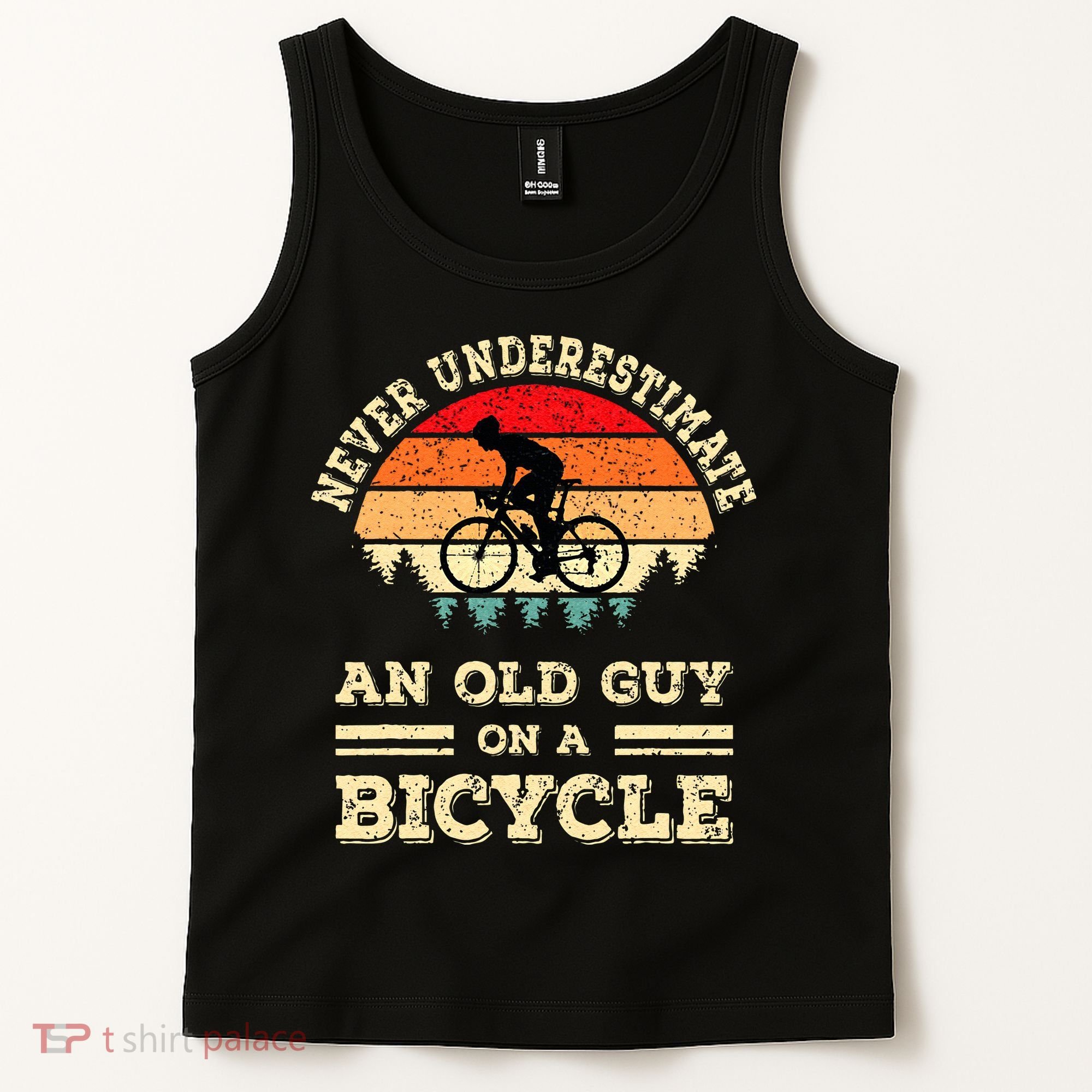 Never Underestimate An Old Guy On A Bicycle Funny Cycling Tank Top