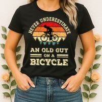 Never Underestimate An Old Guy On A Bicycle Funny Cycling Women's T-Shirt thumb 2