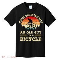 Never Underestimate An Old Guy On A Bicycle Funny Cycling Kids T-Shirt thumb 0