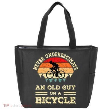Never Underestimate An Old Guy On A Bicycle Funny Cycling Tote Bag