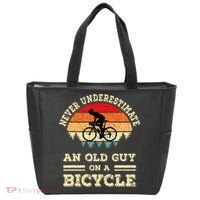 Never Underestimate An Old Guy On A Bicycle Funny Cycling Tote Bag thumb 0