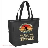 Never Underestimate An Old Guy On A Bicycle Funny Cycling Tote Bag thumb 2
