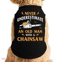Never Underestimate An Old Man Lumberjack Chainsaw & Logger Doggie Tank thumb 0