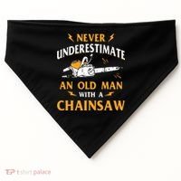 Never Underestimate An Old Man Lumberjack Chainsaw & Logger USA-Made Doggie Bandana thumb 0