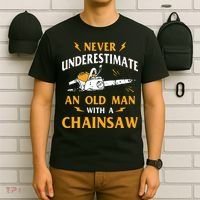 Never Underestimate An Old Man Lumberjack Chainsaw & Logger T-Shirt thumb 6