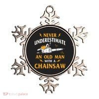 Never Underestimate An Old Man Lumberjack Chainsaw & Logger Ornament thumb 0