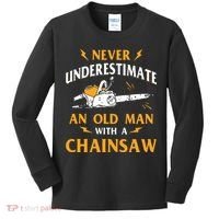 Never Underestimate An Old Man Lumberjack Chainsaw & Logger Kids Long Sleeve Shirt thumb 0