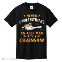 Never Underestimate An Old Man Lumberjack Chainsaw & Logger Kids T-Shirt thumb 0