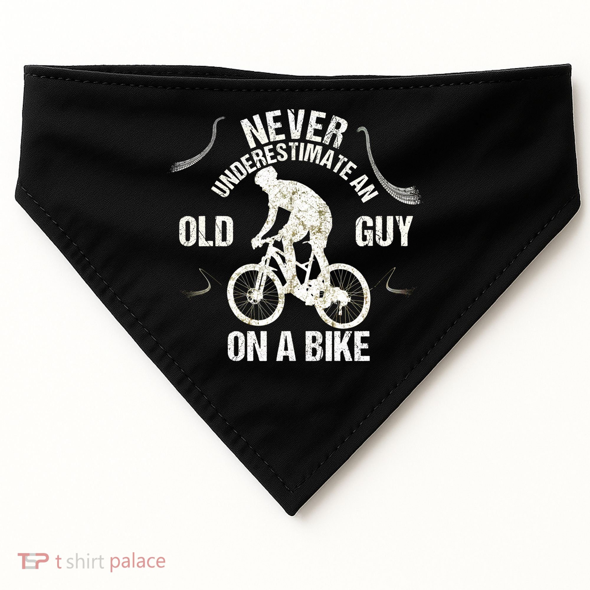 Never Underestimate An Old Guy On A Bike USA-Made Doggie Bandana