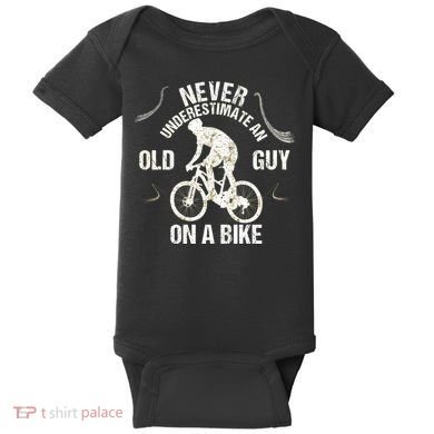 Never Underestimate An Old Guy On A Bike Baby Bodysuit