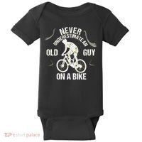 Never Underestimate An Old Guy On A Bike Baby Bodysuit thumb 0