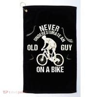 Never Underestimate An Old Guy On A Bike Golf Towel thumb 0
