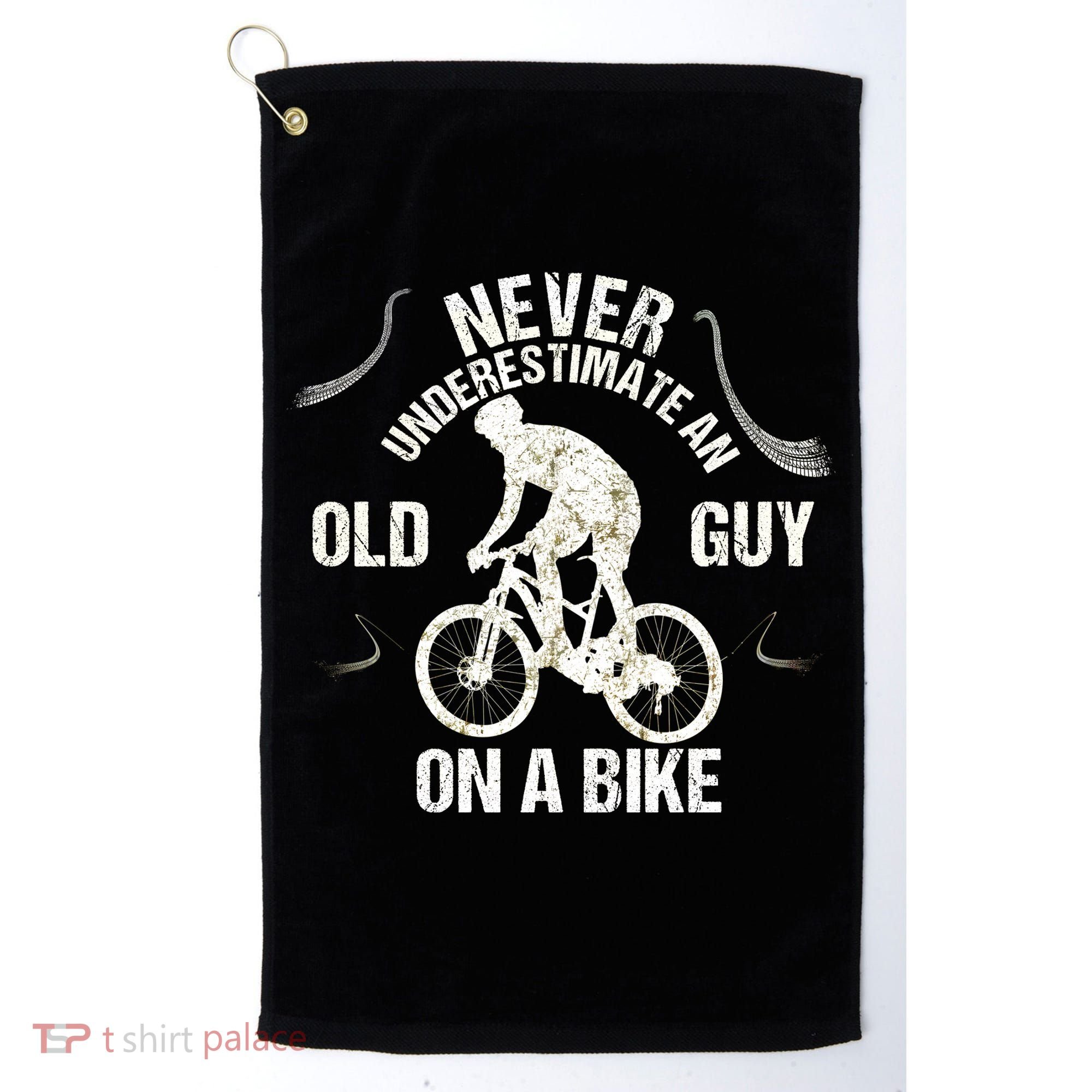 Never Underestimate An Old Guy On A Bike Golf Towel