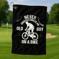 Never Underestimate An Old Guy On A Bike Golf Towel thumb 1