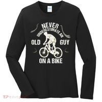 Never Underestimate An Old Guy On A Bike Women's Long Sleeve Shirt thumb 0