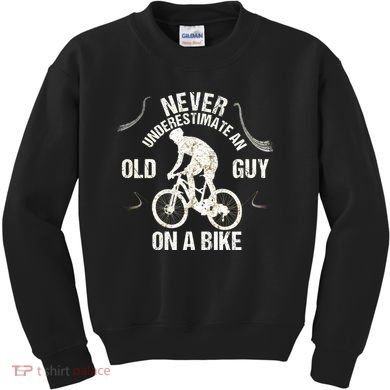 Never Underestimate An Old Guy On A Bike Kids Sweatshirt
