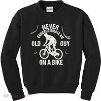 Never Underestimate An Old Guy On A Bike Kids Sweatshirt thumb 0