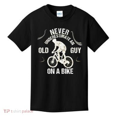 Never Underestimate An Old Guy On A Bike Kids T-Shirt