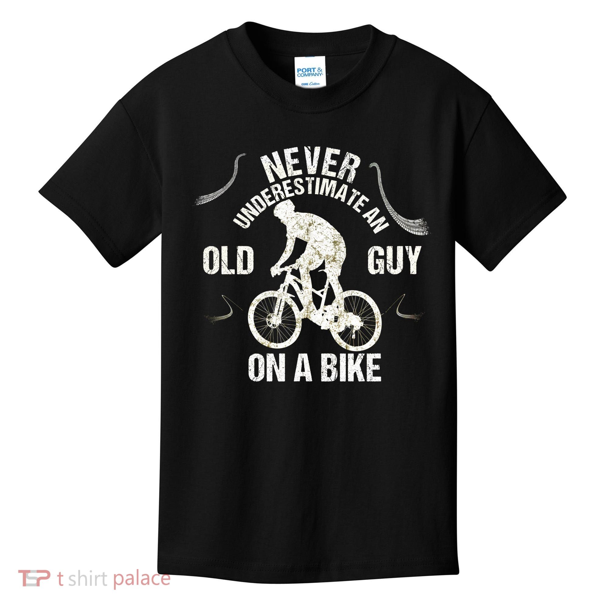 Never Underestimate An Old Guy On A Bike Kids T-Shirt