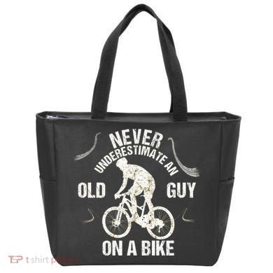 Never Underestimate An Old Guy On A Bike Tote Bag