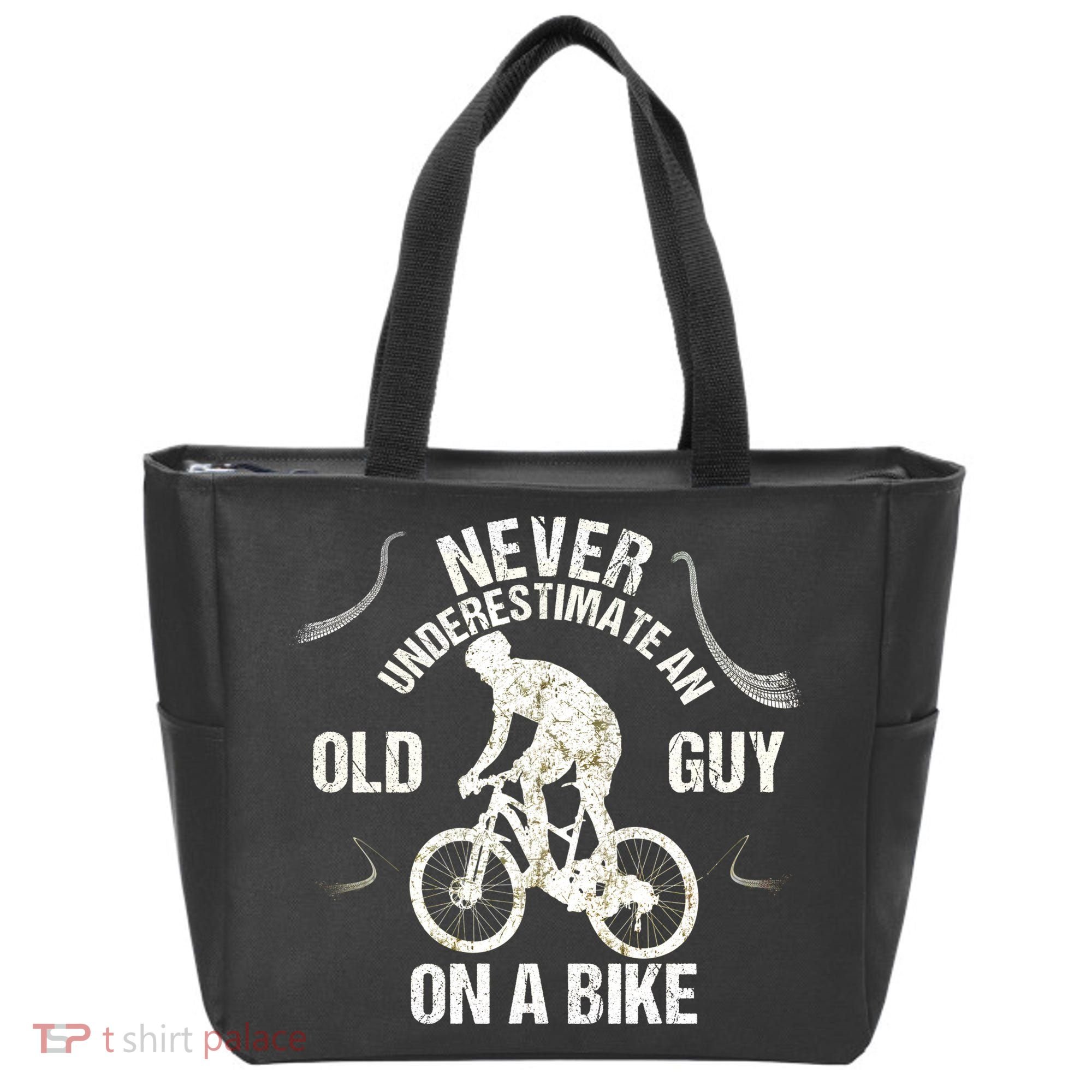 Never Underestimate An Old Guy On A Bike Tote Bag