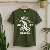 Never Underestimate An Old Guy On A Bike T-Shirt thumb 2