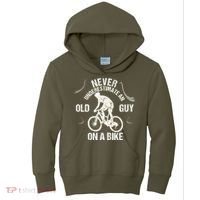 Never Underestimate An Old Guy On A Bike Kids Hoodie thumb 0