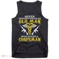 Never Underestimate An Old Man Corpsman Tank Top thumb 0