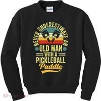 Never Underestimate An Old Man With A Pickleball Paddle Kids Sweatshirt thumb 0