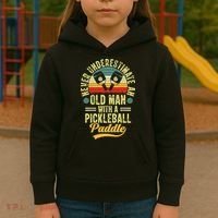 Never Underestimate An Old Man With A Pickleball Paddle Kids Hoodie thumb 3