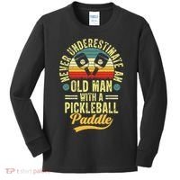Never Underestimate An Old Man With A Pickleball Paddle Kids Long Sleeve Shirt thumb 0